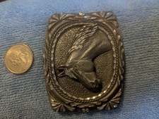 Vintage EGE 93 Horse Head Pewter Belt Buckle Made In the USA