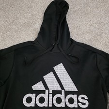 Adidas The Brand With 3 Stripes Hoodie Mens Large Climawarm Black Sweatshirt