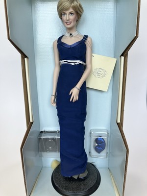 strapless open back dress Princess Diana Inspired Dark Navy Blue Lace Velvet Celebrity Evening D –  LausenCrafts main image 1