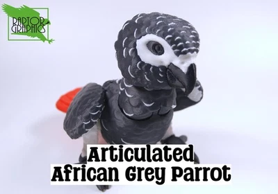 Articulated African Grey Parrot 3D Printed Parrot Model - 3D Printed African Gre - Image 1 of 4