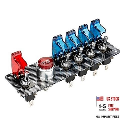  dc12v flip-up Ignition Switch Panel,5 in 1 car Engine Start Push 4 Blue 1 Red