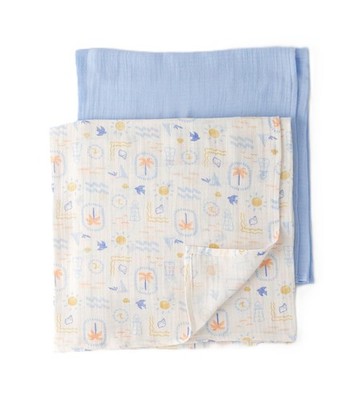 Baby 2-Pack Muslin Swaddle Blankets , Soft Breathable Cotton Baby Receiving B...