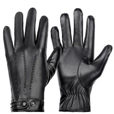Winter Leather Gloves for Men, Soft Cashmere Lined Mens X-Large, Black