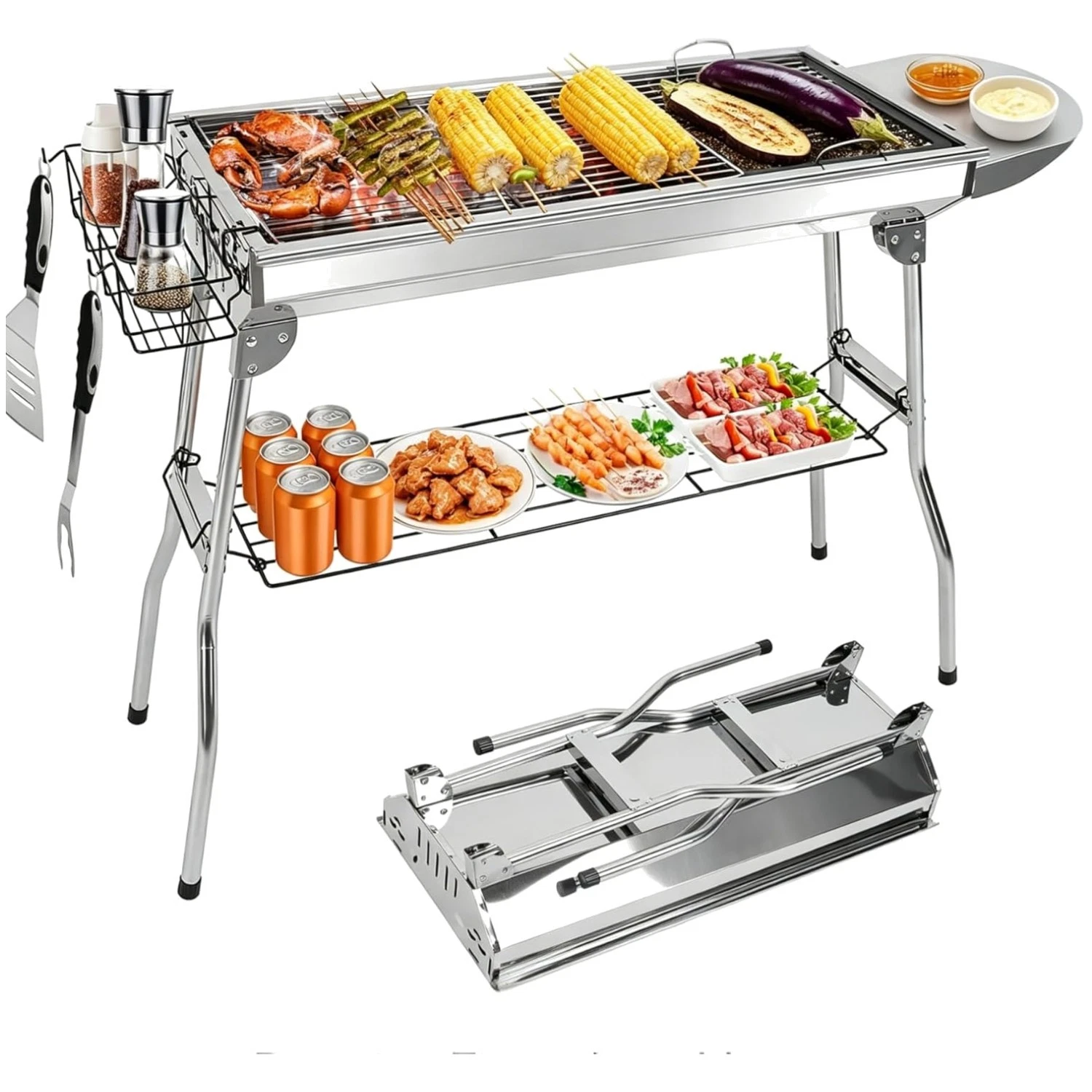 Portable Stainless Steel BBQ Grill for Family Gatherings