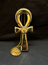 Brass Ankh Key of Life with Hathor Ancient Egyptian Protection Symbol