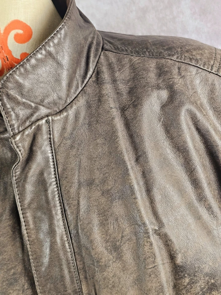 Chaqueta de cuero REED de colección años 80 bombardero motocicleta motociclista marrón hombre 44 forro extraíble. Foto 2 de 4