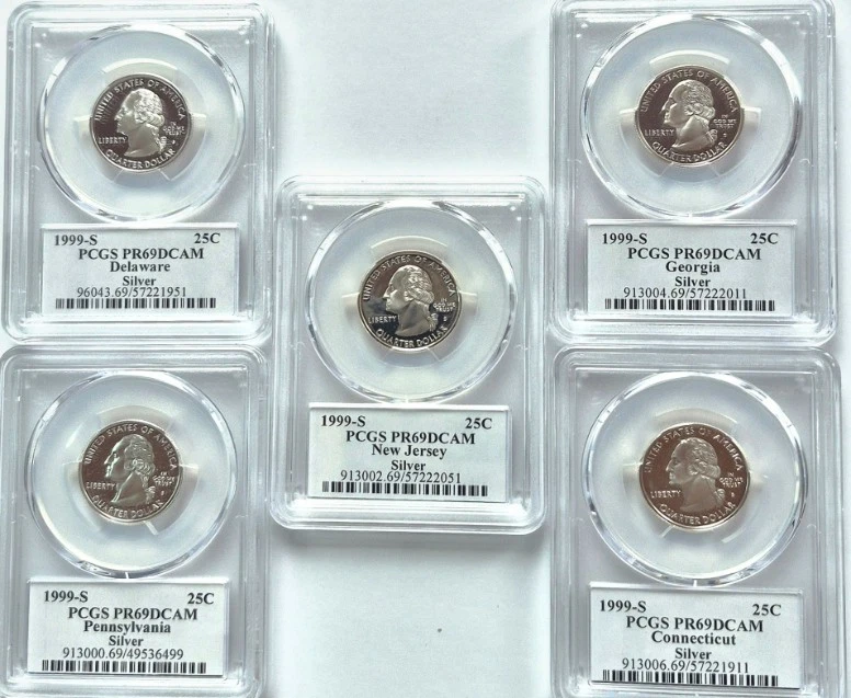 1999 S Silver State Quarter Set PCGS PR69DCAM 90% Silver (DE/PA/NJ/GA/CT) 25C - Image 2 of 4