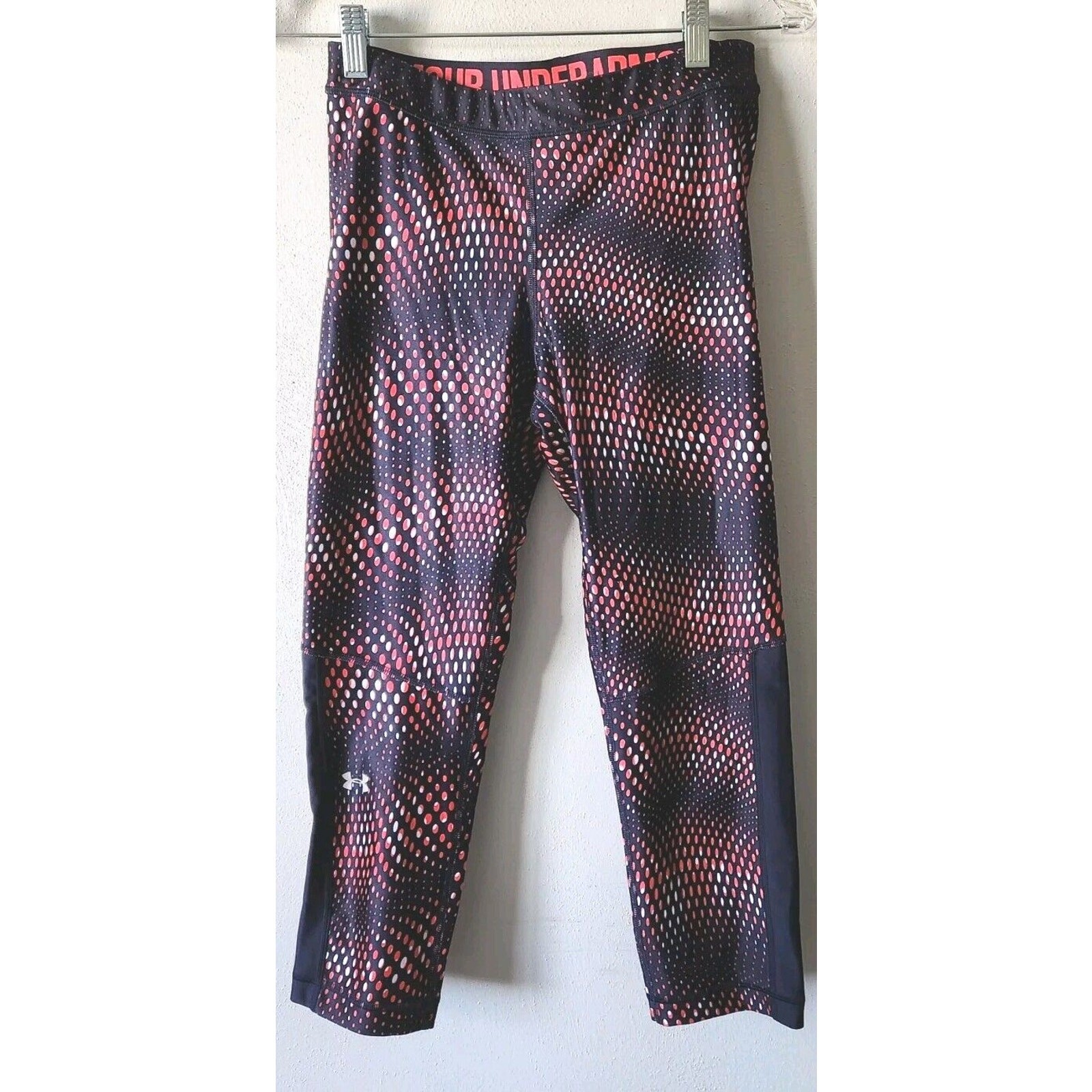 Under Armour Womens Black Red Polka Dot Compression Leggings Size Medium