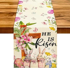 Easter Table Runner 13×72 Inch, Easter Decorations for Table Decor, Bunny Table 