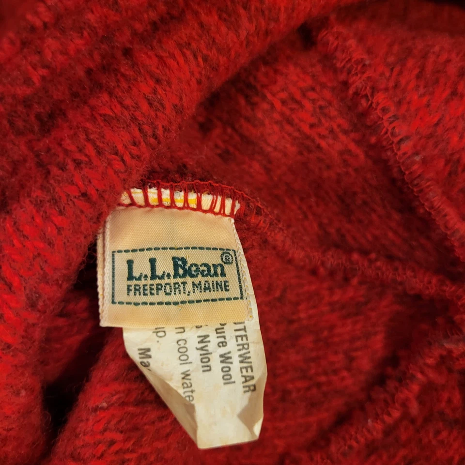 Gorro guía tejido mezcla lana roja LL BEAN vintage hecho en EE. UU. talla única gorro de invierno Foto 4 de 4