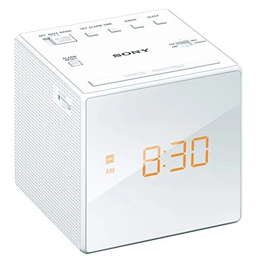 Radio reloj Sony ICF-C1: FM/AM/Wide FM compatible temporizador de sueño blanc...