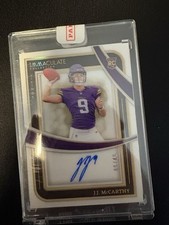 JJ McCarthy 2024 Immaculate Shadow Box Signatures On Card Auto /49 Vikings RC