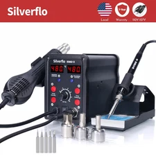 Silverflo  Soldering Station 2 in 1 Soldering Iron Kit Hot Air Rework station