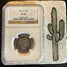 1911-S Barber Quarter, NGC VF-20