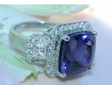 Art Deco Cushion Cut 5.60 Ct Sapphire Vintage Wedding Ring 925 Sterling Silver