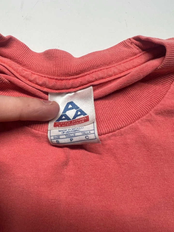 Vintage 90s Band Graphic T-Shirt Orange/ Pink Elvis Costello Mens Small - Image 4 of 4