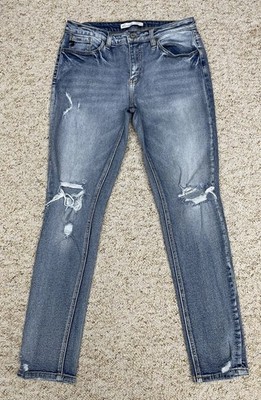 KanCan Jeans Women's sz 27 Skinny Distressed Denim Mid Rise Stretch Blue (29x30)