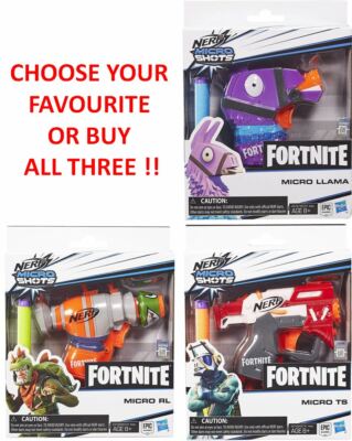Nerf Fortnite Micro Shots Mini Blaster. Wählen Sie Lama, RL, TS oder ein Set von allen 3