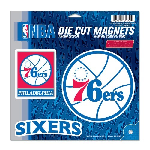 PHILADELPHIA 76ERS 3 PACK OF DIE-CUT VINYL MAGNETS 11"X11" WEATHER RESISTANT - Picture 1 of 1