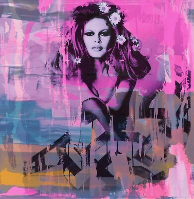 Motiv Vintage Pink B.B 95x95 Acrylglas Bild/Loft/Glas/Pop Art/Street Art/