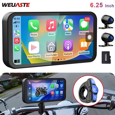 Portable Motorcycle Navigator with 2 HD 1080P Camera Waterproof 6.25 inch Screen