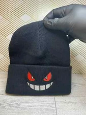 Pokemon Gengar Black Knit Beanie Skully Hat Cap Unisex Kids and Adults