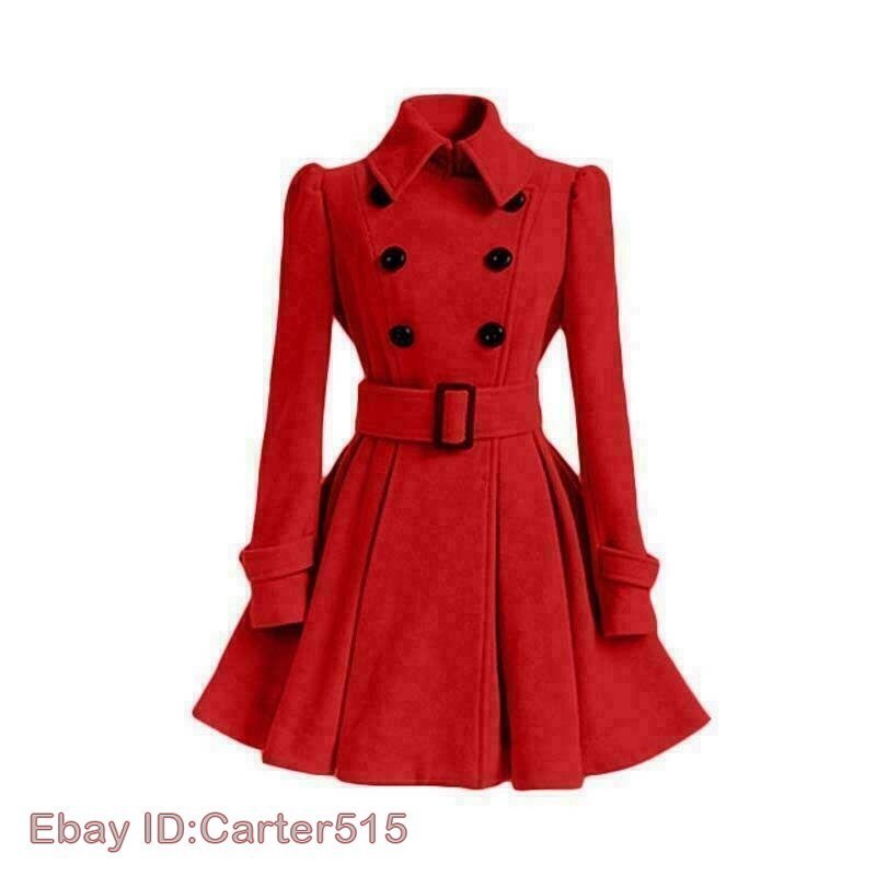 Women Winter Wool Trench Coat Long Jacket Parka Outwear Women Winter Wool Trench Coat Long Jacket Parka Outwear
