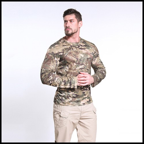 T-shirt uomo combattimento tattico esercito manica lunga camuffamento camicie escursionistiche outdoor - Foto 21 di 40