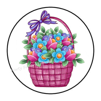 10cm Auto-Aufkleber Sticker Decal Laptop Farbe Flower Basket Easter Rund R2412