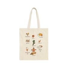 “My Favorite Fall Things” Illustration Canvas Tote Bag