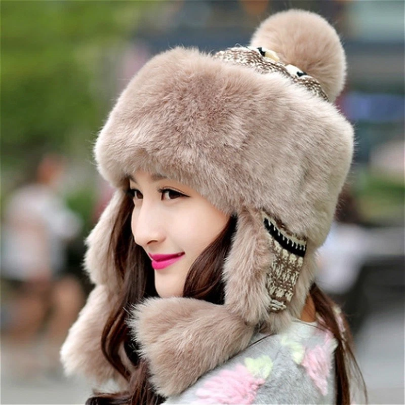 Pink Faux Fur Women Winter Hat Russian Fur Hat Cossack Fur 