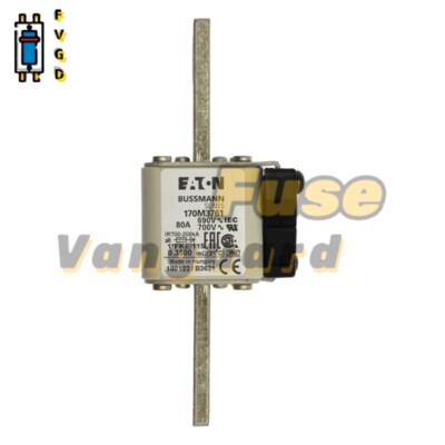1PC Eaton BUSSMANN 170M3761 80A, 690V High Speed Square Body Fuse