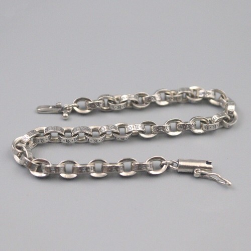 Pure S925 Sterling Silver Chain Men Women Thailand Circle Link Bracelet 7.5"/14g - Picture 4 of 9