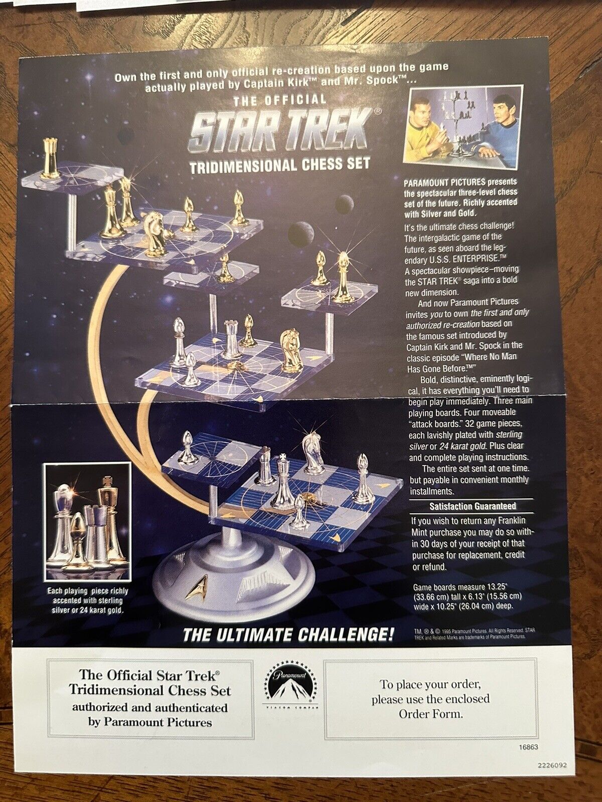 Star Trek Tri-Dimensional Chess Set - 24kt Gold and Sterling