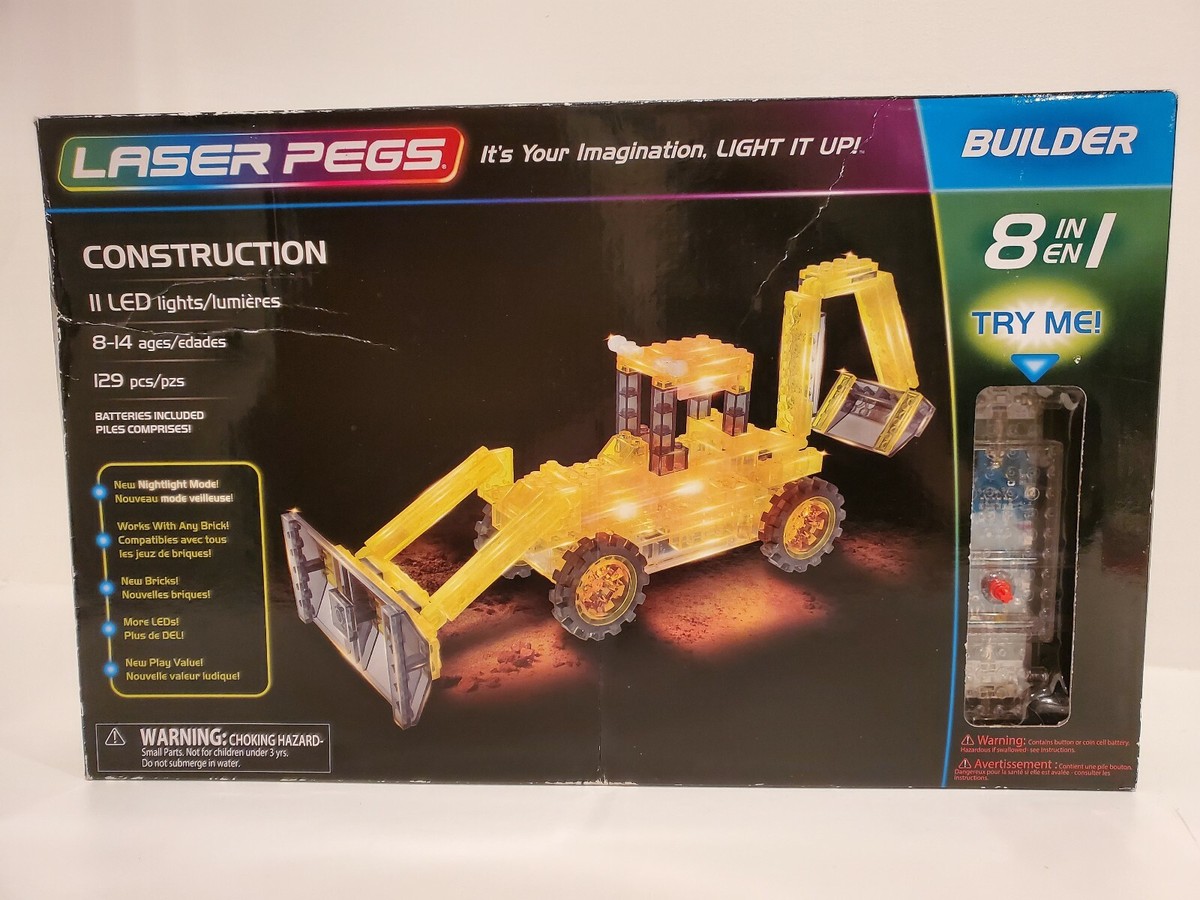 Laser Pegs Construction 8-in-1 Building Set 129 Pieces New