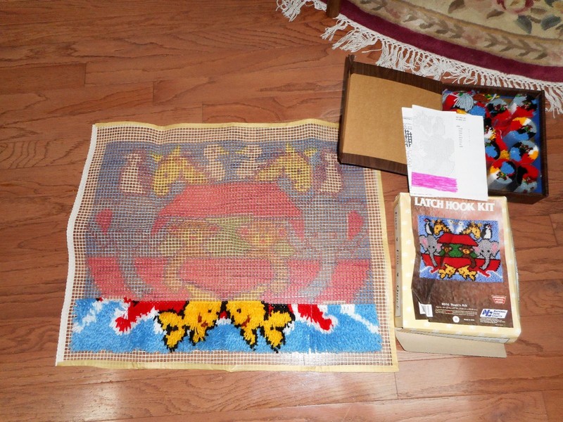 National Yarn Crafts Noah's Ark Latch Hook Kit R016 20"x27" Partially Started