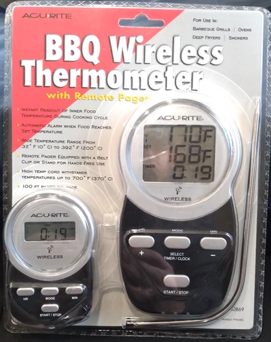 Acurite Digital Cooking and Barbeque Thermometer With Wireless Remote Pager New