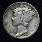 1931-S Mercury Silver Dime GOOD / VG FREE SHIPPING