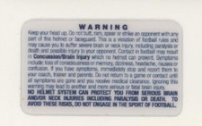 Official Full Size Helmet NFL Warning Label Vinyl Decal