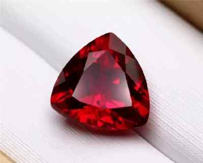 Certified 11.6 Ct Natural Trillion Cut Flawless Burmese Red Ruby Loose Gemstone