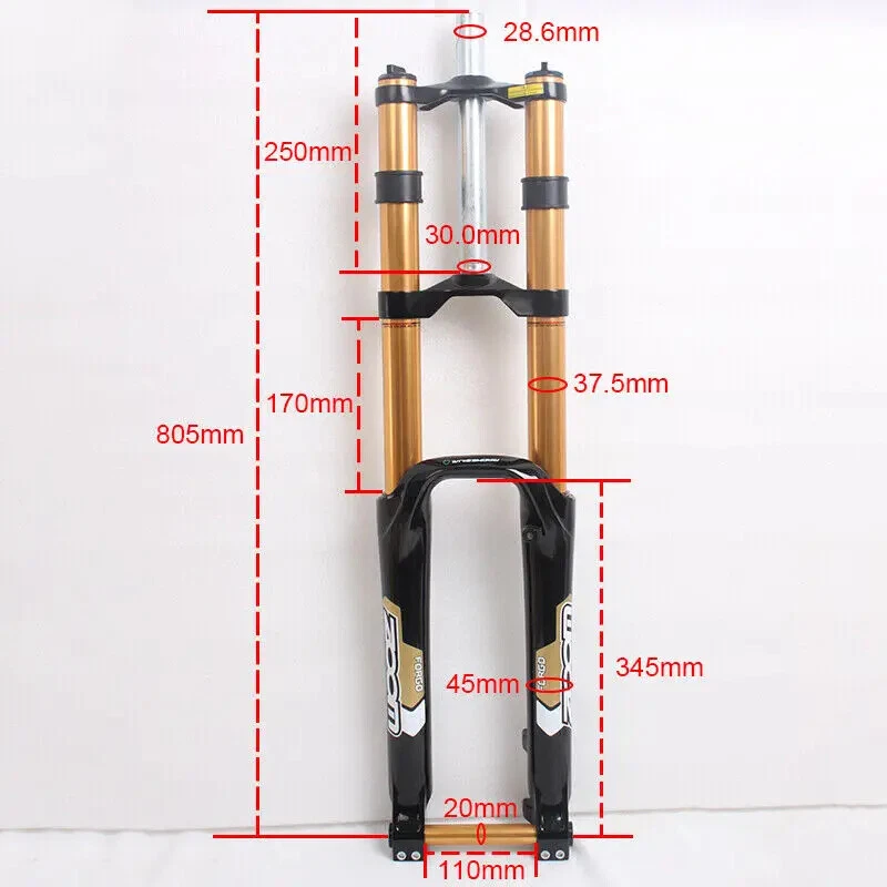 26inch Downhill  Mountain Bike Suspension Fork 170mm Travel Forks Disc Brake - Image 3 of 4