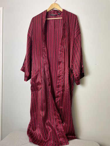 VTG Christian Dior Monsieur Mens Belted Robe One Size Black Red Poker Hefner - Picture 7 of 15