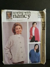 McCall's 2298, Sewing with Nancy misses unlined Jacket, Fleece, sizes 8-22, Cut