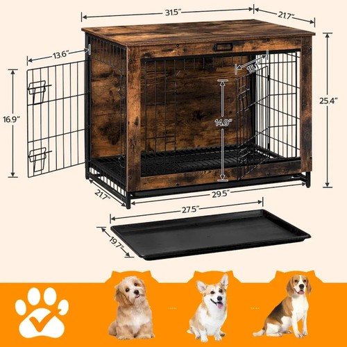 Double Door Dog Crate w/ Lock & Tray – 31.5" Pet Kennel Cage - Picture 4 of 23