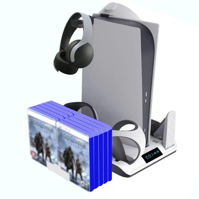 For PS VR2 Charging Dock For PS5 Console Cooling Stand Dual Charger CD Storage