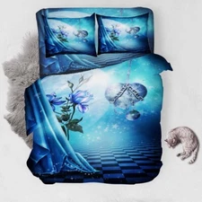 Stone Blue Chain 3D Printing Duvet Quilt Doona Covers Pillow Case Bedding Sets