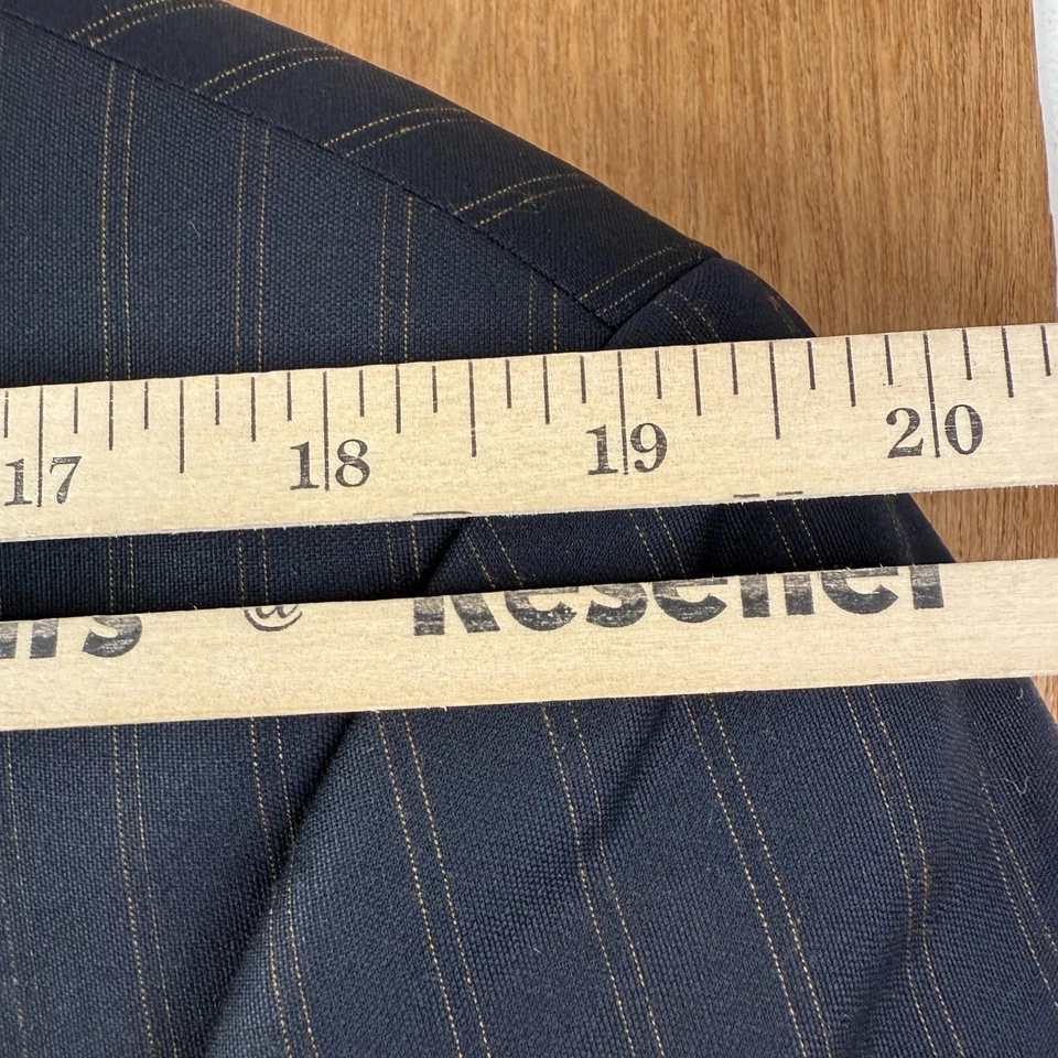 Sarar 套装男式 44L 海军蓝细条纹 3 按钮超 120s 羊毛裤 38x32 — 第 4/4 张图片