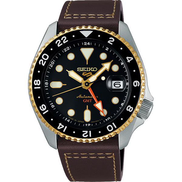 Seiko SKX Sport GMT Men's Leather Watch SBSC020 Mechanical