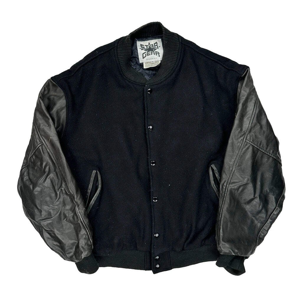 Hbo Boxing Star Gear Graphic Varsity Jacket - XL Black Leather