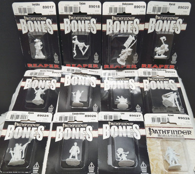 Reaper Bones 150pc Unpainted Miniatures Lot - 17 Pathfinder Iconics D&D